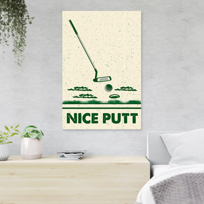 «Green Golf» sur fond brun - Nice Putt - reproduction d'art graphique sur toile tendue 1 pièce