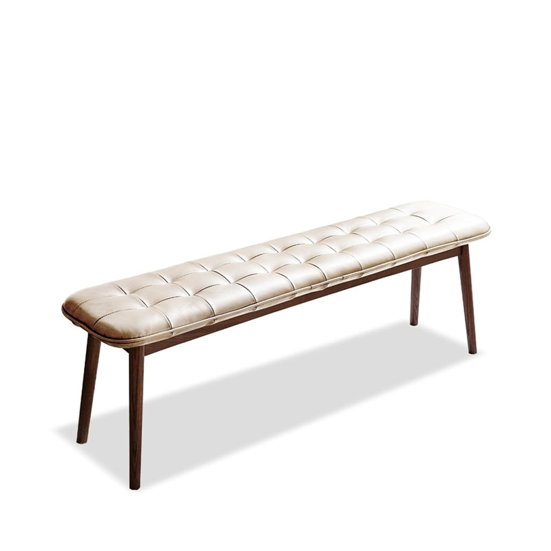 Banc de salle à manger, banc de table pour salon avec coussin en cuir, Blanc