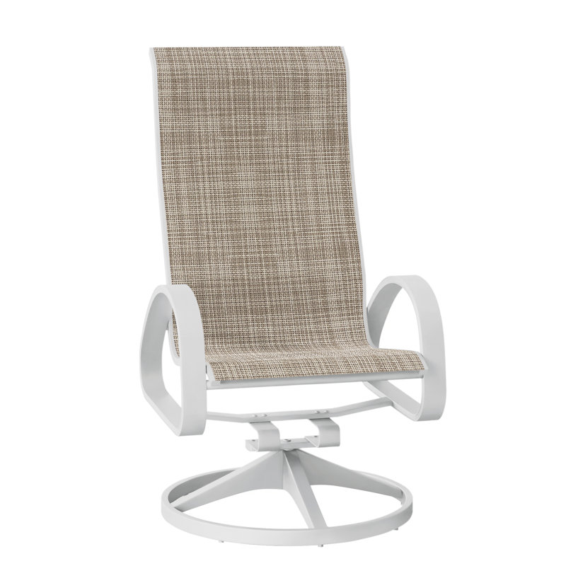 Fauteuil de patio pivotant Hiraku, Bristol taupe Sunbrella®, Blanc texturé