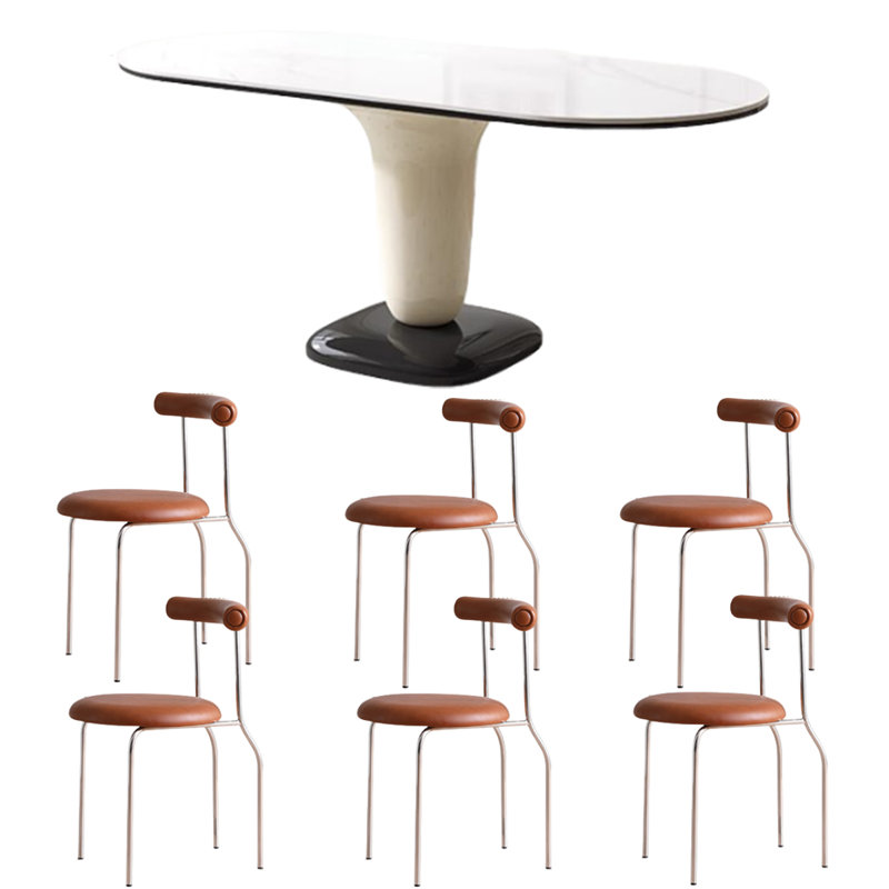 Ensemble de table de salle à manger ovale 31,5 po Creamy Hues Rock Plate, H 29,5 po x L 63 po x l 31,5 po