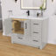 Meuble-lavabo autoportant en bois gris clair avec comptoir en bois massif 42 po Larique