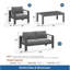 Ensemble de meubles de patio en métal 4 pièces toutes saisons, canapé de conversation 4 places avec coussins gris épais et structure grise et table basse-1875449062