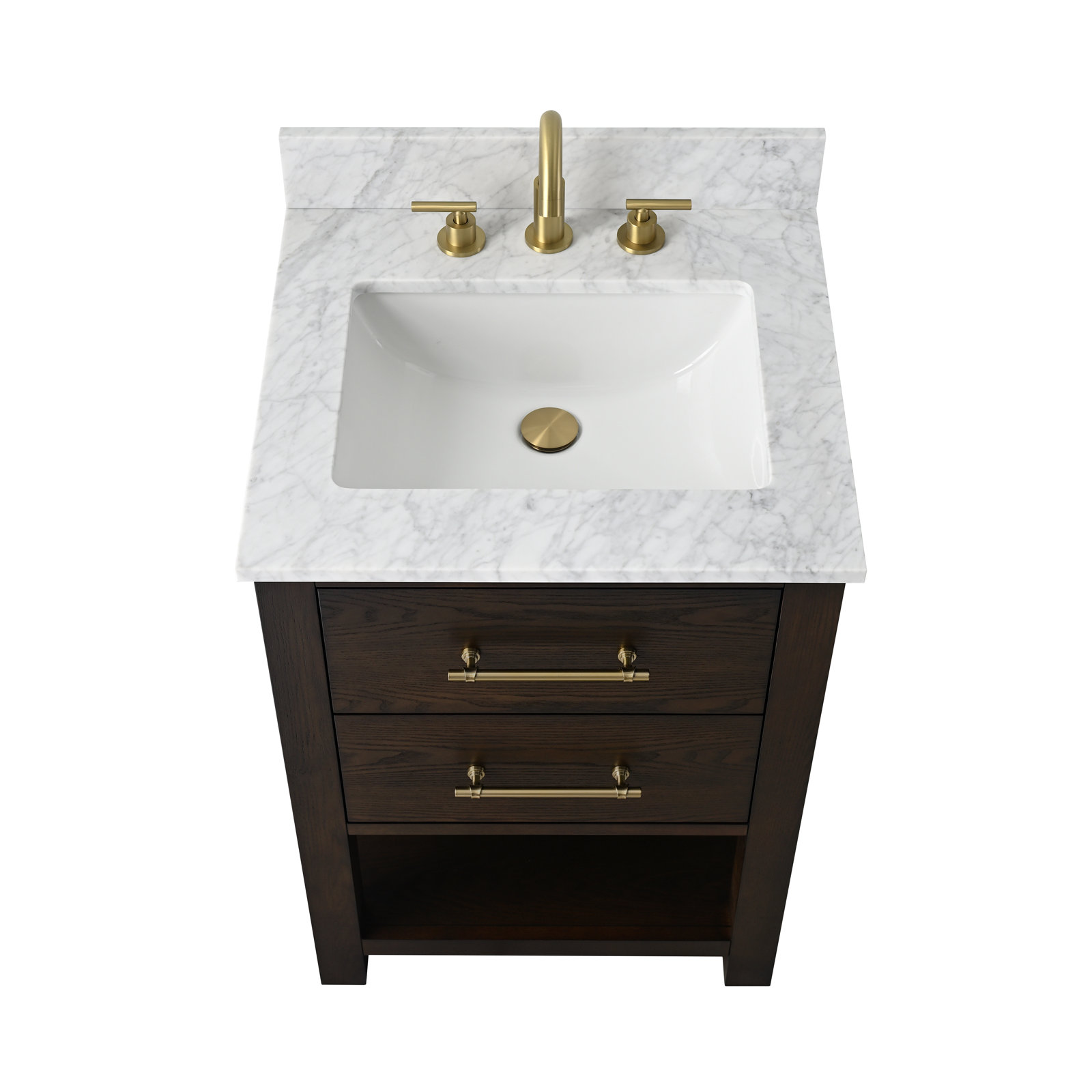 Keri 24'' Single Bathroom Vanity, Brown Oak/Antique Brass