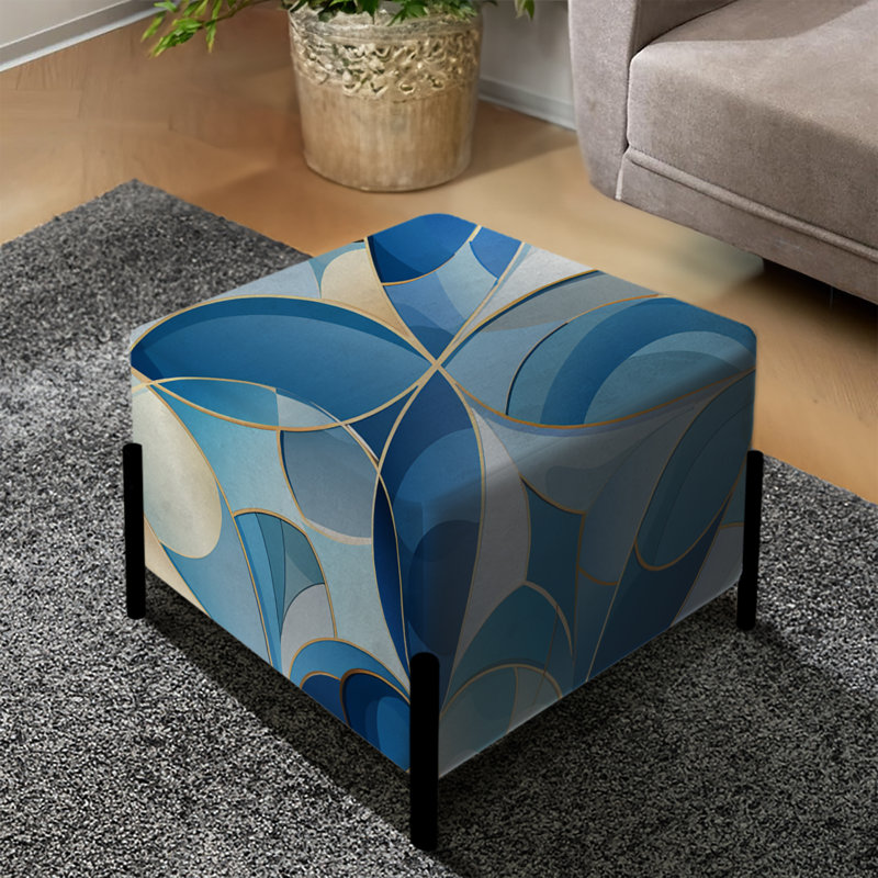 Coastal Blue Tiles Geometric - Repose-pieds carré géométrique