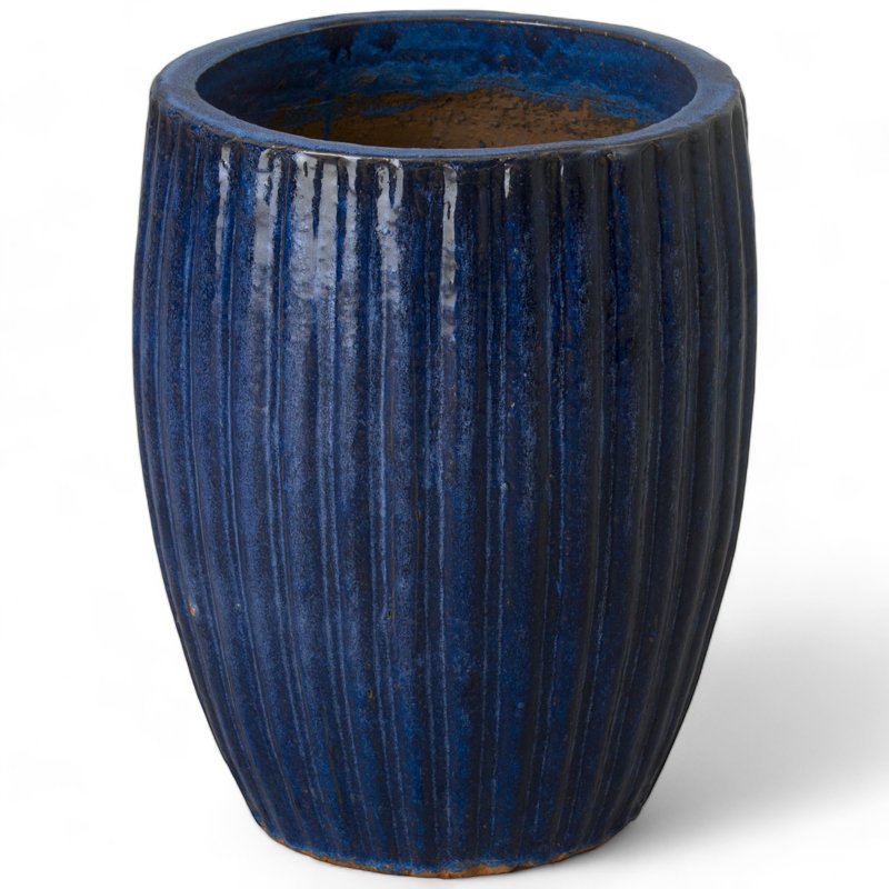 Hensler Handmade Ceramic Planter, Blue, 20" H x 16" W x 16" D