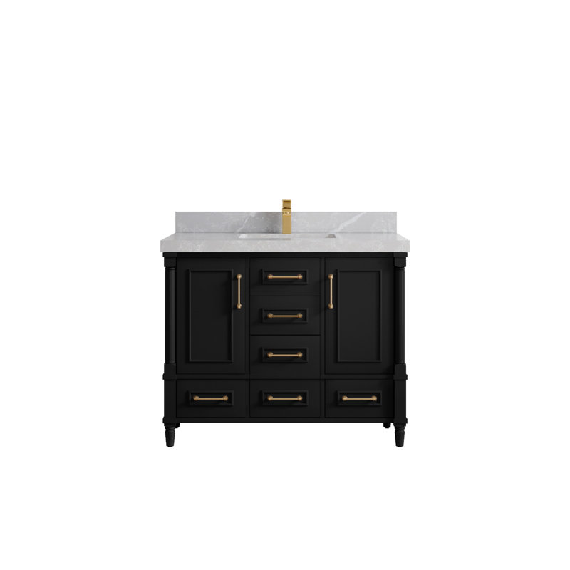 Aberdeen 42'' Single Bathroom Vanity with Top, Pearl Light Gray