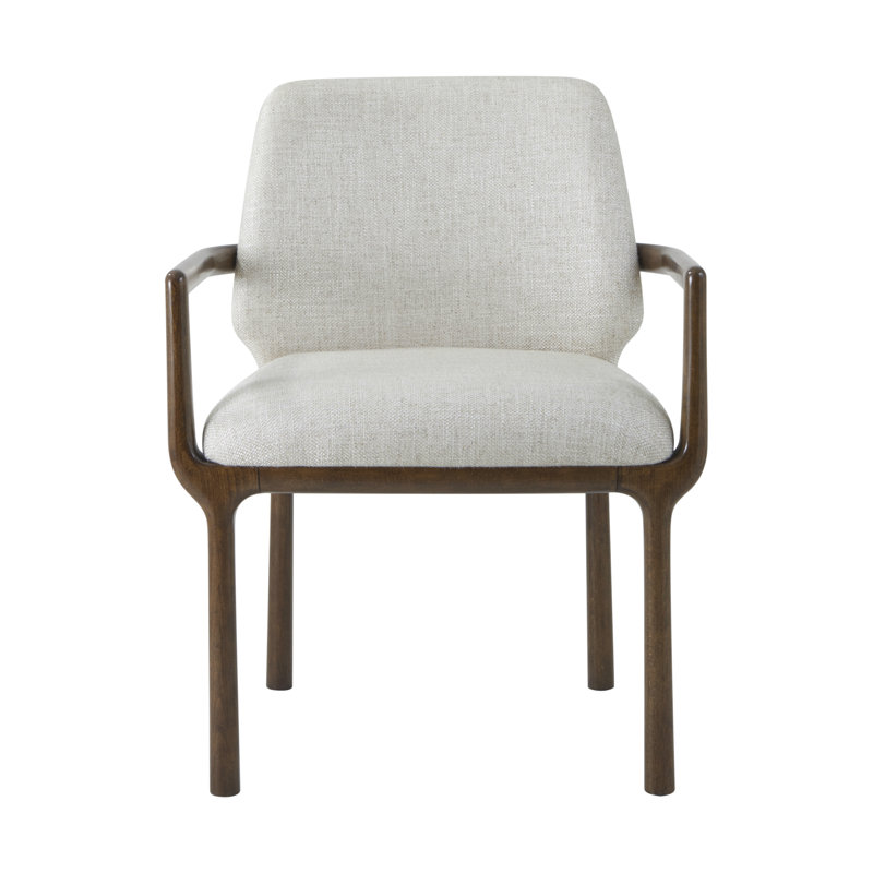 Chaise avec accoudoirs en mélange de polyester Kesden, Brun pyramide
