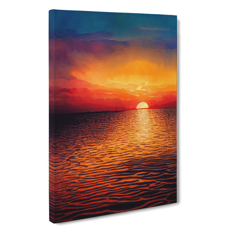 Striking Ocean Sunset No.4 - Wrapped Canvas, 50cm H x 35cm W x 3cm D