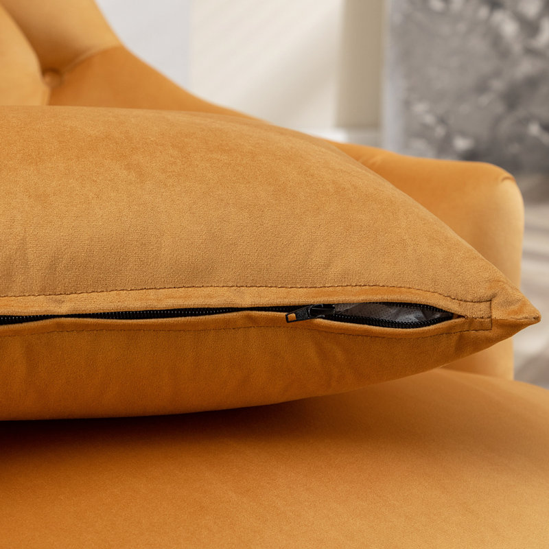 Fauteuil à oreilles Flaxville, Velours brun clair