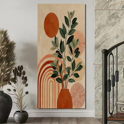 «Green and Terracotta Minimalisme Sage Elegance», art mural sur toile botanique, art mural encadré botanique vert