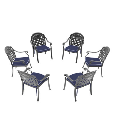 Chaise de patio en fonte d'aluminium avec structure et coussins