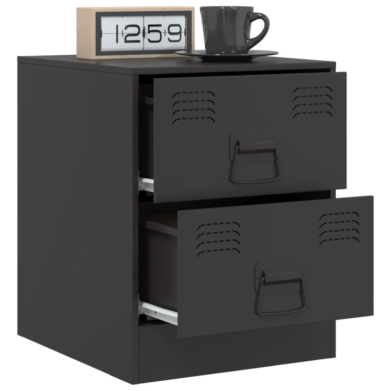 34.5cm W Steel Bedside Table, Set of 2, Black