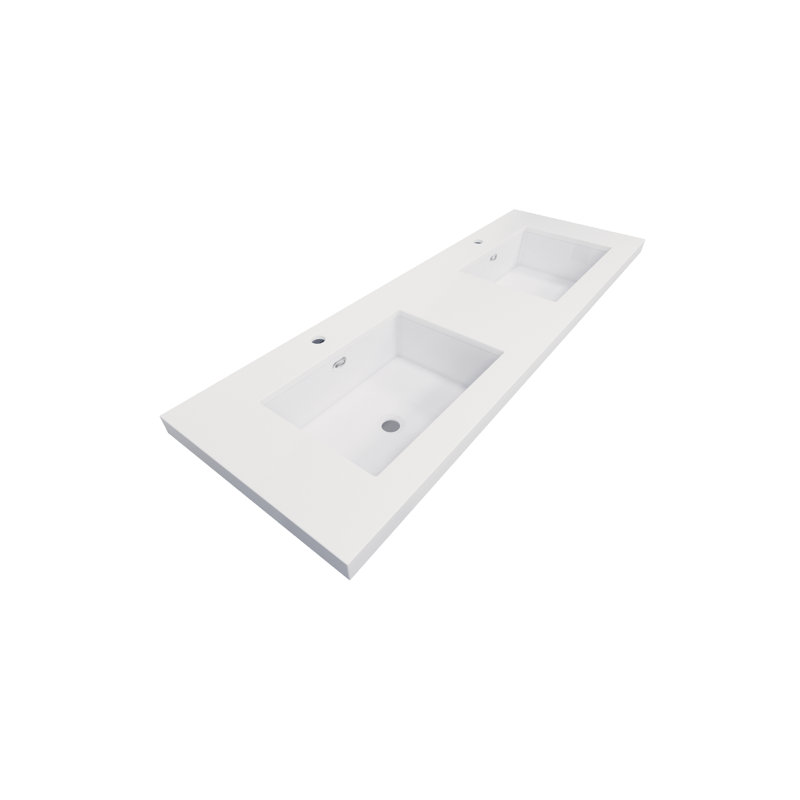 MEBO 19.7'' White Reinforced Acrylic Rectangular Bathroom Sink with Faucet and Overflow