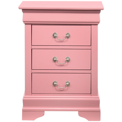 Table de chevet délicieuse rose avec options de rangement pratiques - H 29 po x l 21 po x P 16 po, panneau de particules, 3 tiroirs