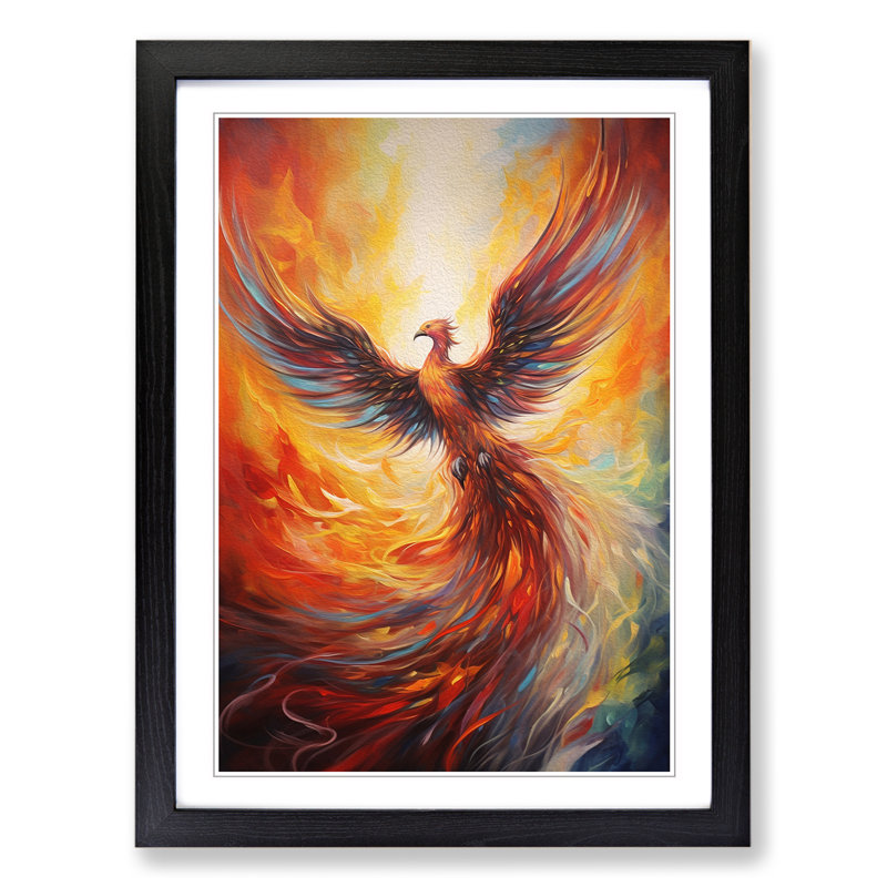 XYZ-FRM-V1223-5114 Phoenix Hard Edge - Single Picture Frame Print on Wood, 34cm H x 25cm W x 2cm D, Black