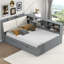 Lit plateforme en bois avec lit gigogne, tablettes et tête de lit-1895569885