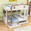 Lit superposé grand en bois avec tablettes de rangement, tiroirs et crochets-484706138