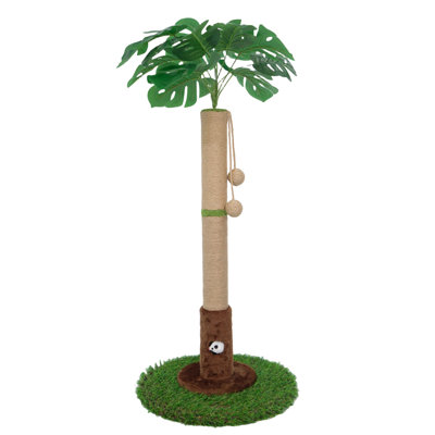 Cat Scratching Post For Indoor Cats And Kitten - 35.43" Tall Cat Scratching Post With Sisal Rope,Palm Tree Cat Scratch Post With Hanging Ball