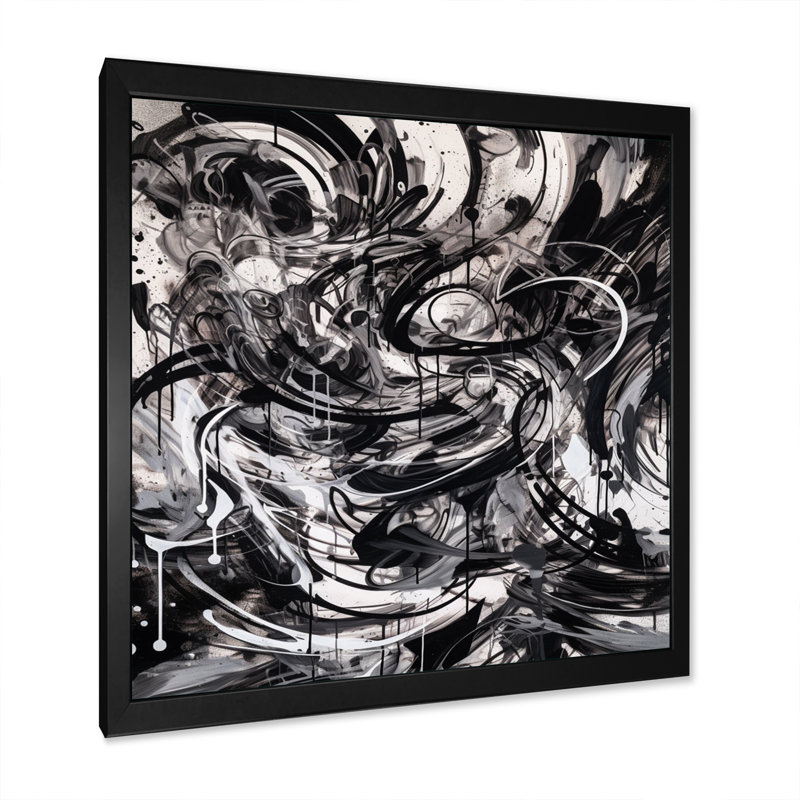 Fenske noir et graffiti de marbre III sur toile, H 16 po x l 16 po x P 1 po, Cadre photo noir