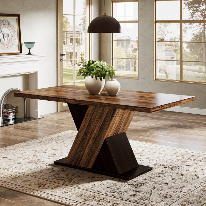 Wolbach 55-Inch Rectangle Dining Table for 4, Farmhouse Kitchen Table for Small Spaces, Walnut