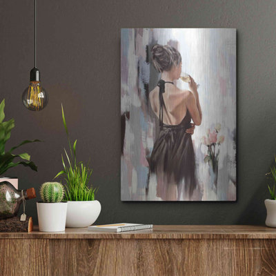  'Girl With Roses' by Alexander Gunin, Metal Wall Art, 12" x 16"