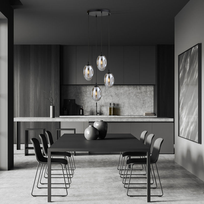 Amanjot 4 - Light Black Cluster Pendant, Grey