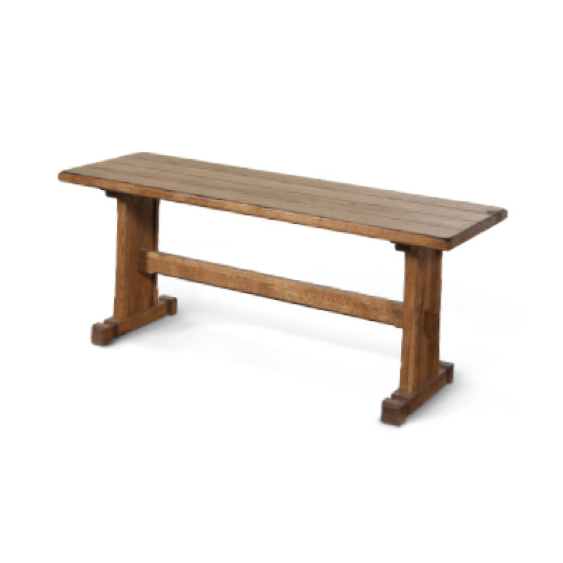 Banc de salle à manger Marv, base en tréteaux, bois de mindi brun clair 46 po
