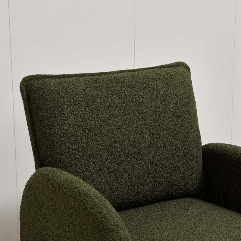 Sherpa Upholstered Armchair, Green Lamb Fabric
