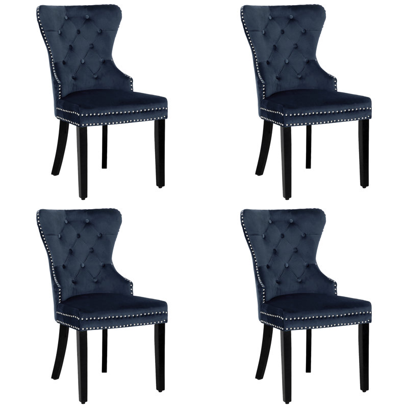 Kirsten 19.75'' H Tufted Velvet Upholstered Side Chair, Navy