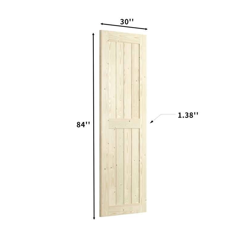 84" Tall Unfinished Pine Wood Barn Door with Sliding Hardware