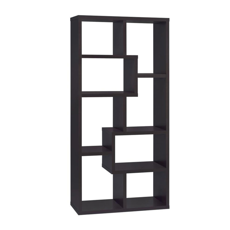 Bibliothèque à 10 tablettes avec finition cappuccino, (10 tablettes) H 70,75 po x l 35,5 po x P 11,5 po, Cappuccino