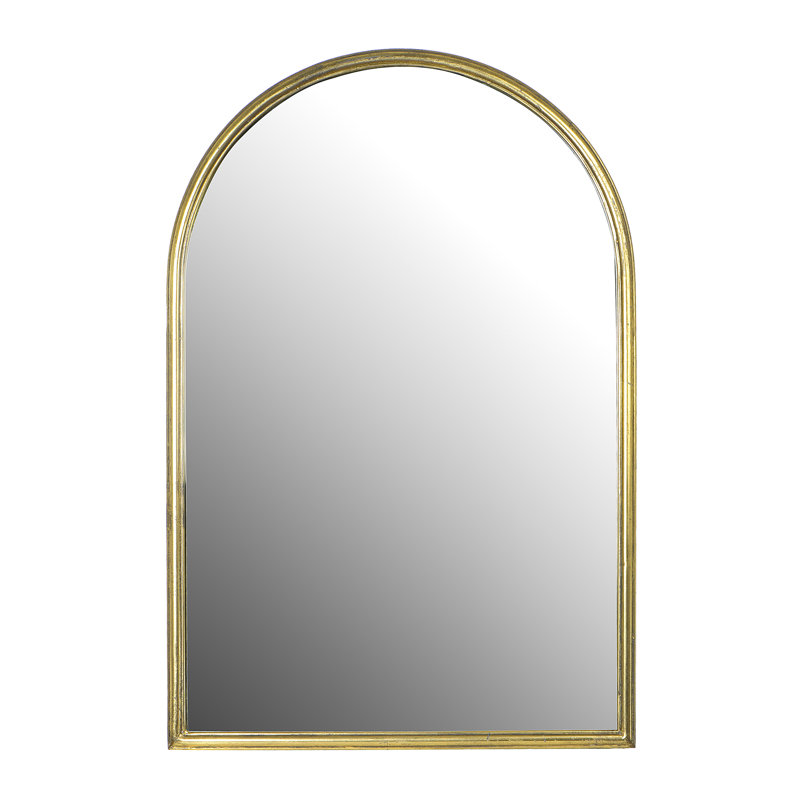 Arched Gold Metal Framed Wall Mirror, 24" x 36"