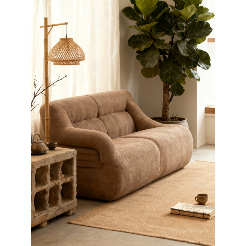 Canapé moderne avec tissu chenille, Brun
