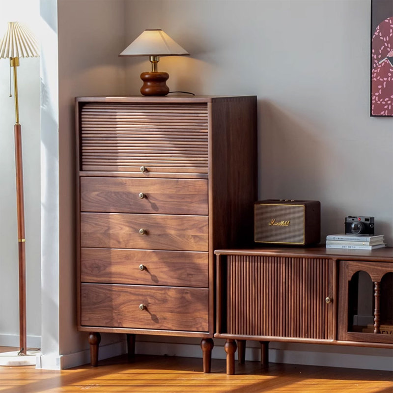 Vintage Rolling Shutter Door Accent Cabinet