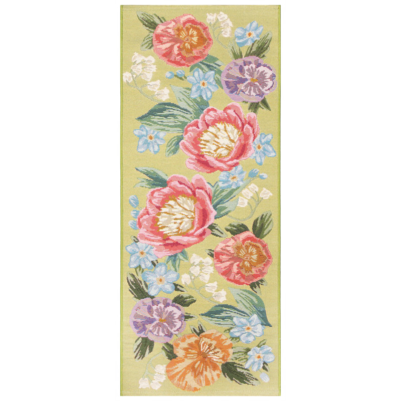 Tapis de cuisine Andreane, Tapis de couloir 1 pi 9 po x 4 pi 9 po, Vert