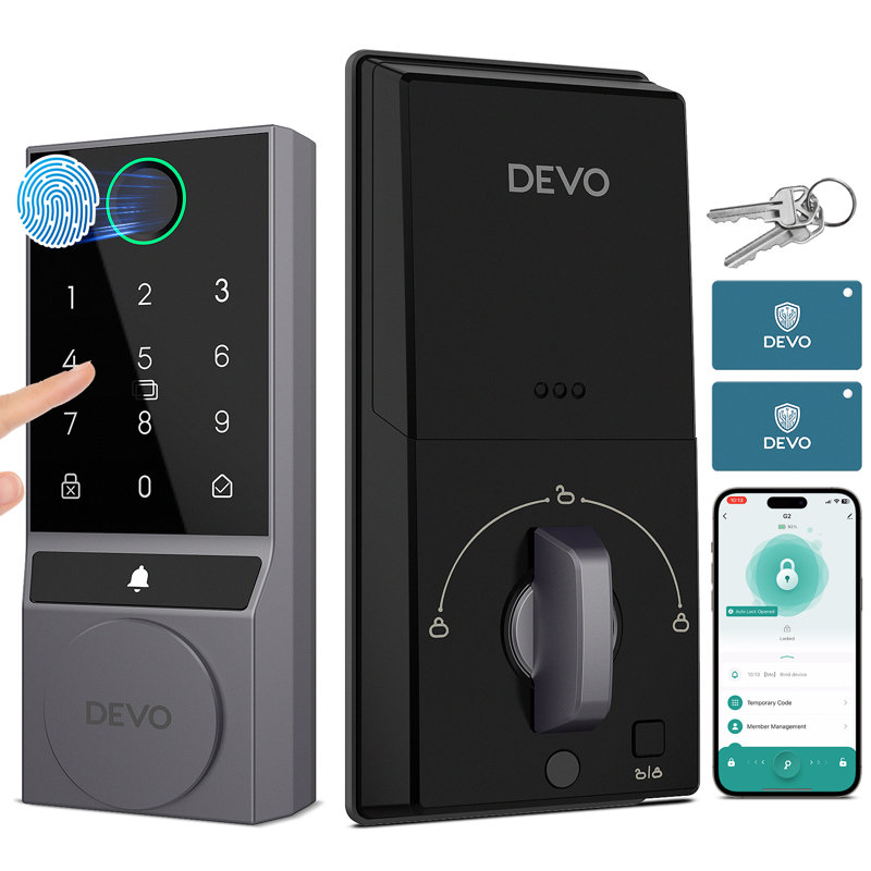 TOOLUCK Bluetooth Smart Lock with Fingerprint Door Lock IP54 Waterproof, Auto-Lock (G2-Bluetooth Ver.), Polished Chrome