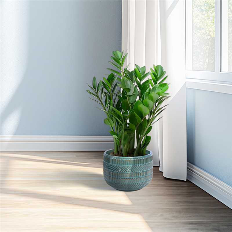 3 pots de fleurs en céramique, pot de fleurs moderne pour patio, jardin ou rebords de fenêtre - bleu marine antique
