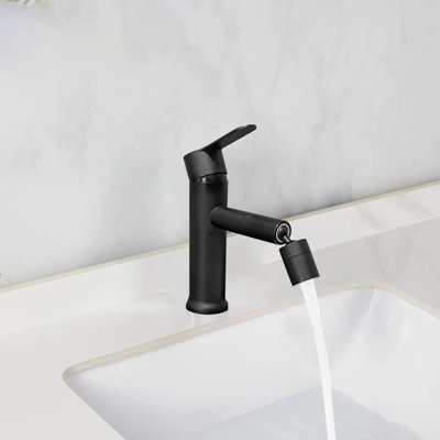 Single Handle Single Hole Bathroom Faucet With 360° Rotating Aerator In Matte Black ( 1 Pack )