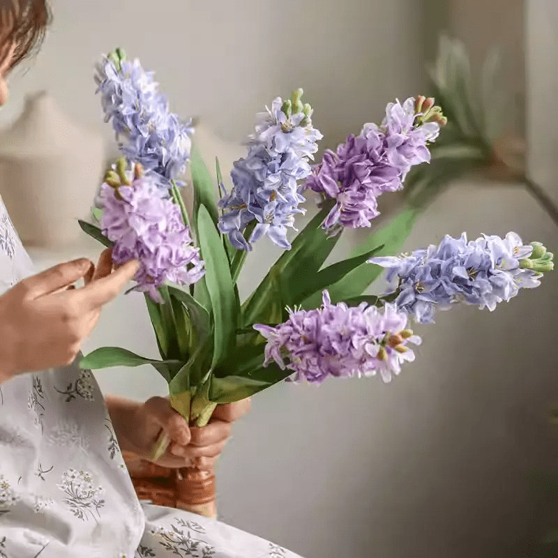 Spring Artificial Hyacinth Stem 16" Tall, Bleu pâle, Deux tiges