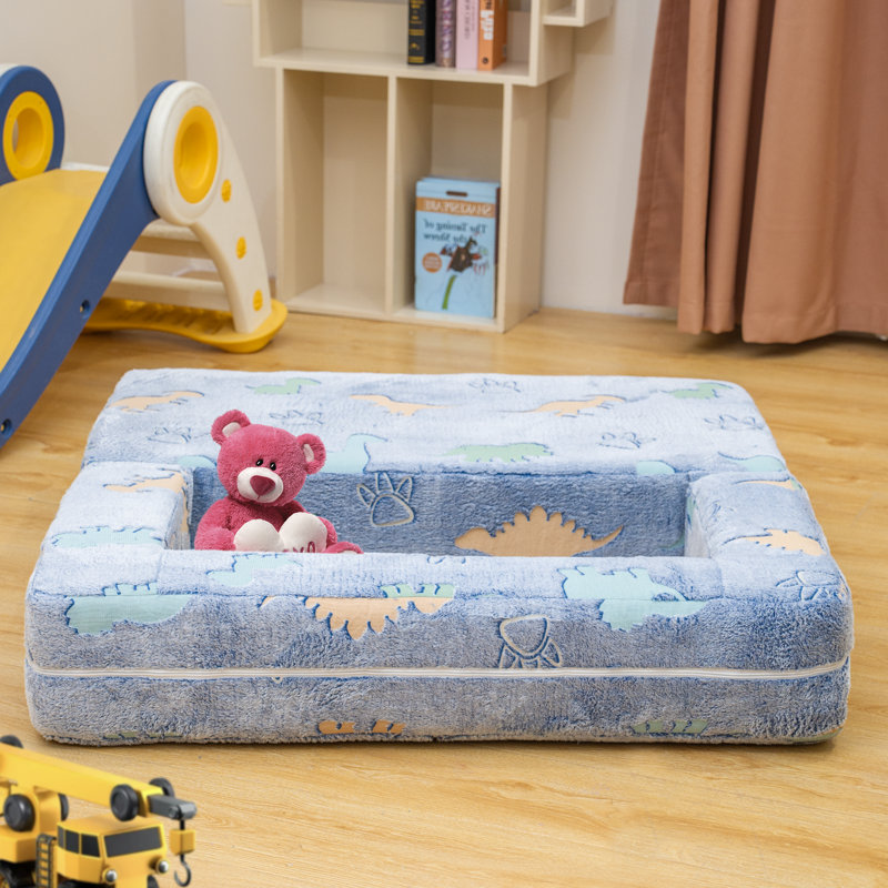 Convertible Sofa Bed, Sherpa Upholstered Modular Couch With Density Sponge Padding, Plush Sofa Play Set For Home Office Playroom, Bedroom Furniture