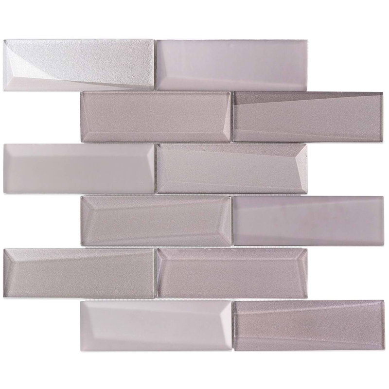 Remington 3D Bricks Bronze Glass Mosaic Tile, Sepia Gray