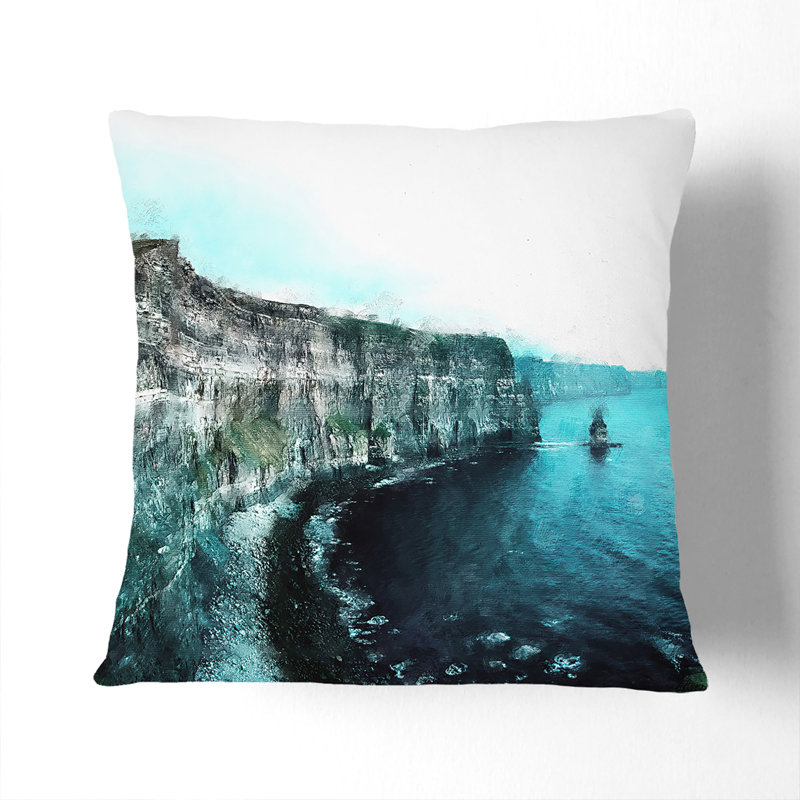 Square Cushion, 55cm H x 55cm W x 20cm D, Grey/Turquoise/Tan