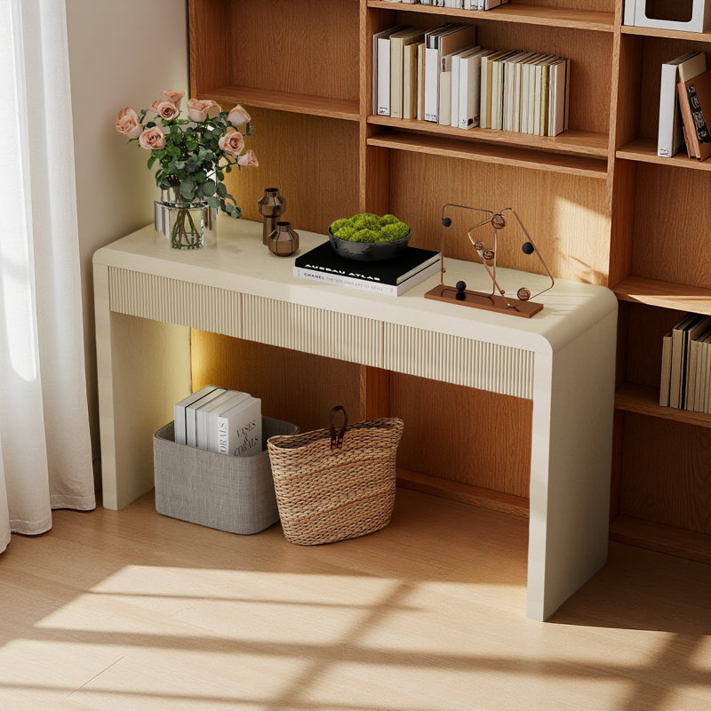Console rustique avec 3 tiroirs cannelés, Abricot