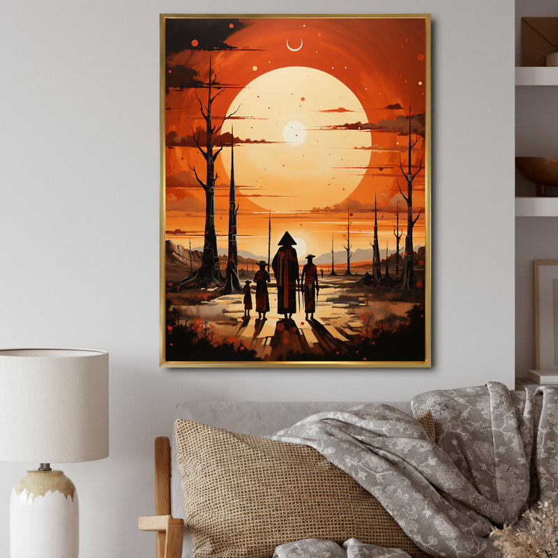 Landel Art amérindien Tribal Vision III, H 32 po x l 16 po x P 1 po, Cadre flottant doré