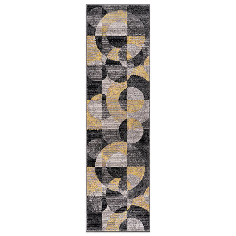Malica Geometric Yellow/Ivory/Black Area Rug