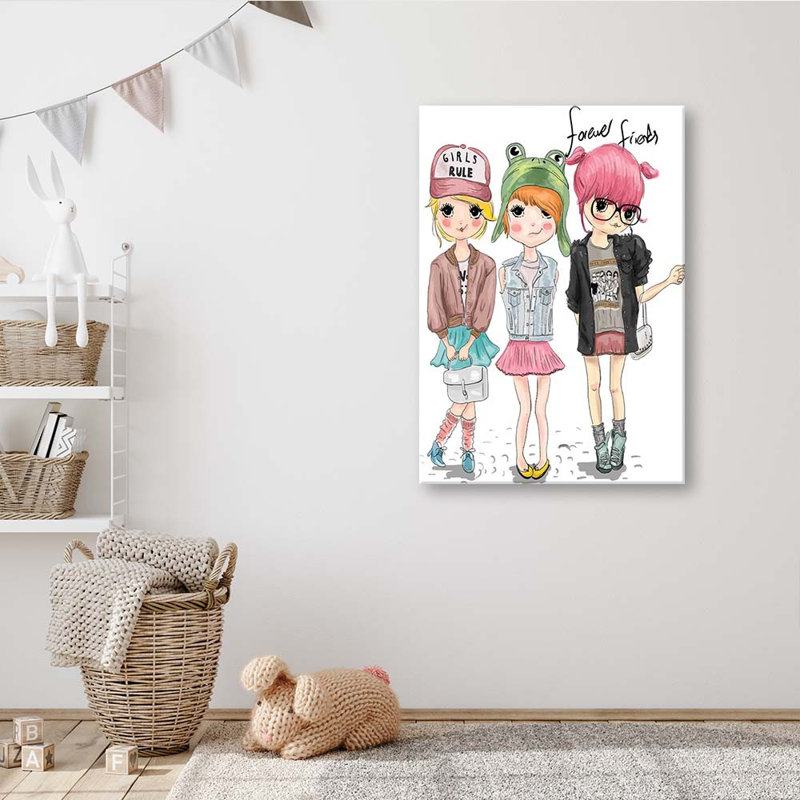 Friends Girls Canvas Print - No Frame Print on Canvas, 90cm H x 60cm W