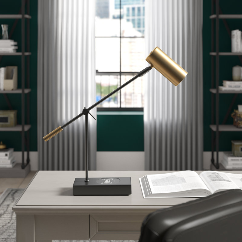 Allesandro Adjustable Metal USB Desk Lamp, Black