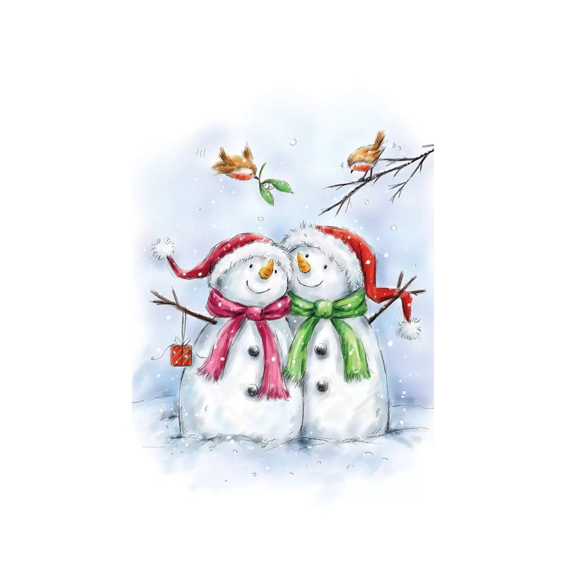 Two Snowmen IV by MAKIKO - Wrapped Canvas Print, 66.04 cm H x 45.72 cm W x 3.175 cm D