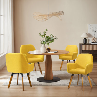 Aroya Linen Swivel Dining Armchair(Set of 4)