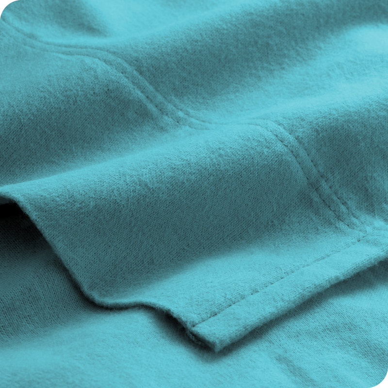 Heather Indigo Cotton Flannel Queen Sheet Set with Pillowcases